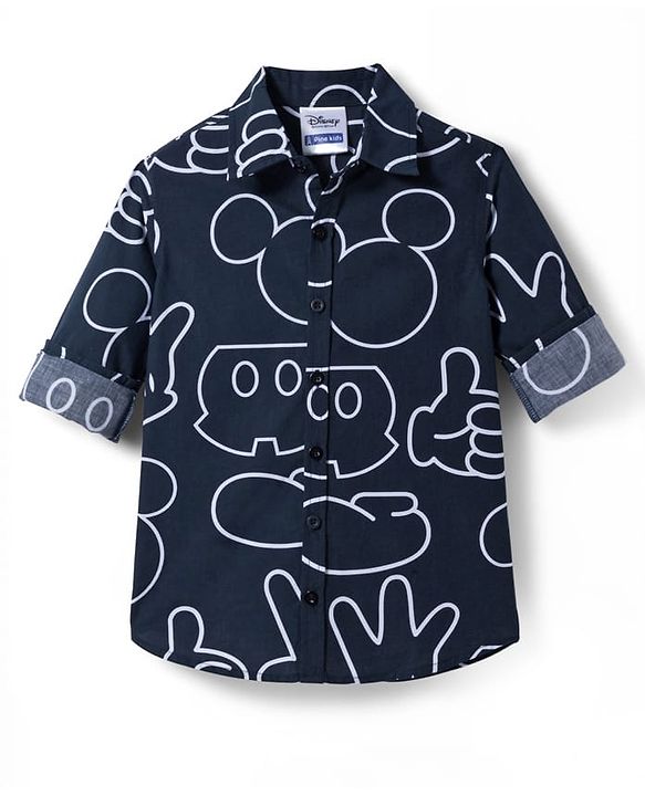Pine Kids Disney Single Jersey Knit Full Sleeves Shirts and Sleeveless T-Shirt with Mickey Mouse Graphics - Navy Blue & Red