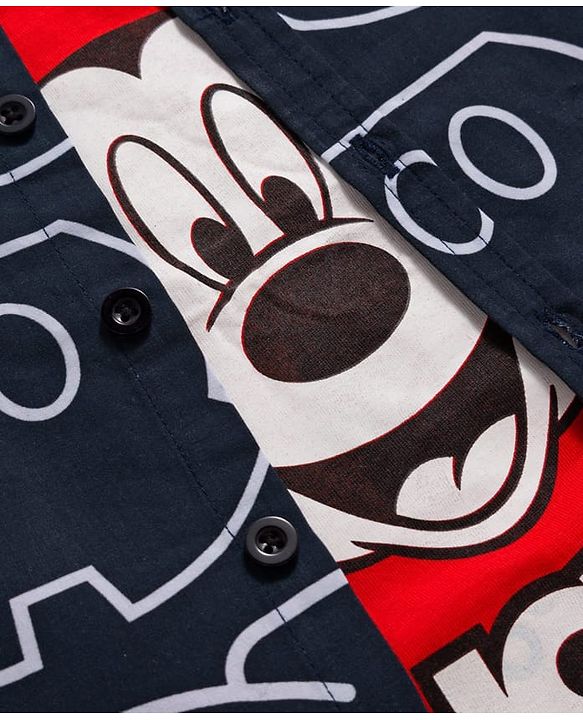 Pine Kids Disney Single Jersey Knit Full Sleeves Shirts and Sleeveless T-Shirt with Mickey Mouse Graphics - Navy Blue & Red