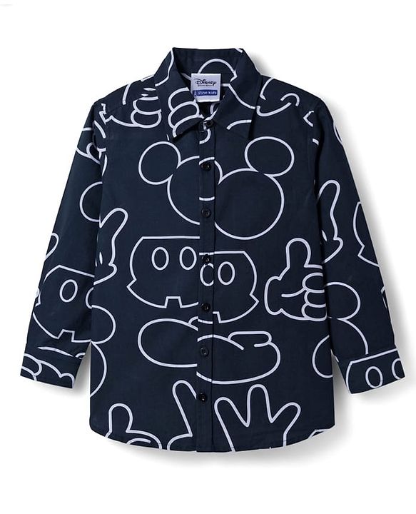 Pine Kids Disney Single Jersey Knit Full Sleeves Shirts and Sleeveless T-Shirt with Mickey Mouse Graphics - Navy Blue & Red