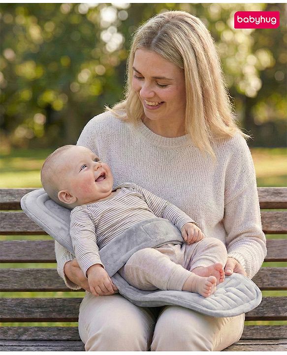 Babyhug 2-in-1 Carrier & Feeding Pillow Velvet - Blue | Infant Carrying and Feeding Support| Ideal for New Moms| Full Body Support| Safety Harness