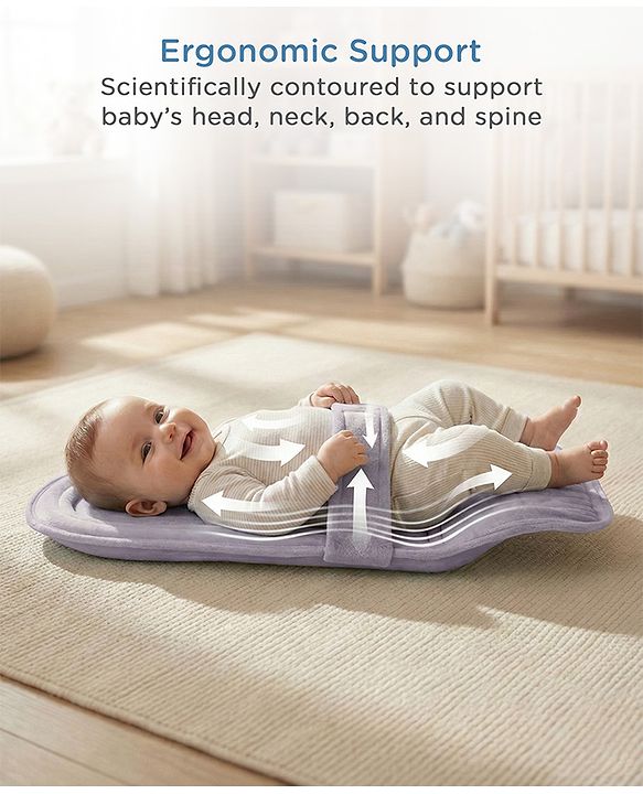 Babyhug 2-in-1 Carrier & Feeding Pillow Velvet - Blue | Infant Carrying and Feeding Support| Ideal for New Moms| Full Body Support| Safety Harness