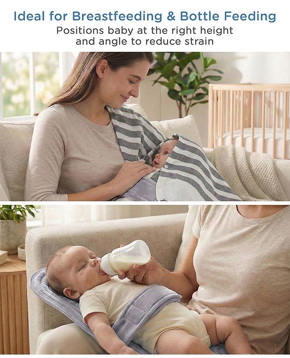 Babyhug 2-in-1 Carrier & Feeding Pillow Velvet - Blue | Infant Carrying and Feeding Support| Ideal for New Moms| Full Body Support| Safety Harness