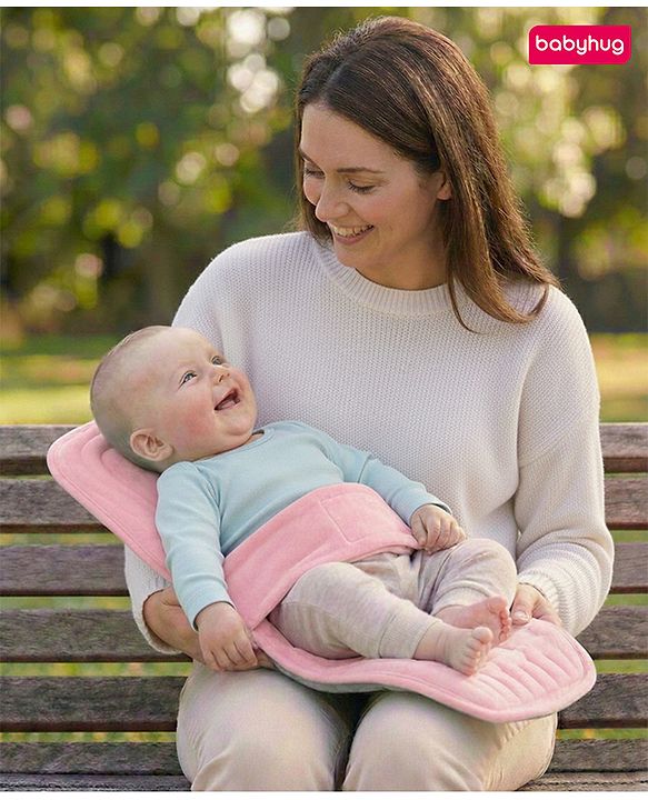 Babyhug 2-in-1 Carrier & Feeding Pillow Velvet - Blue | Infant Carrying and Feeding Support| Ideal for New Moms| Full Body Support| Safety Harness