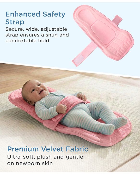 Babyhug 2-in-1 Carrier & Feeding Pillow Velvet - Blue | Infant Carrying and Feeding Support| Ideal for New Moms| Full Body Support| Safety Harness