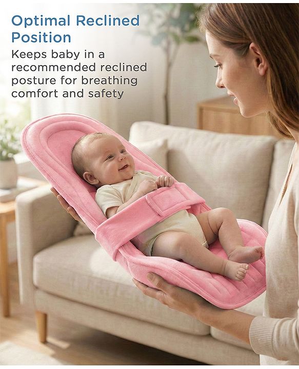 Babyhug 2-in-1 Carrier & Feeding Pillow Velvet - Blue | Infant Carrying and Feeding Support| Ideal for New Moms| Full Body Support| Safety Harness
