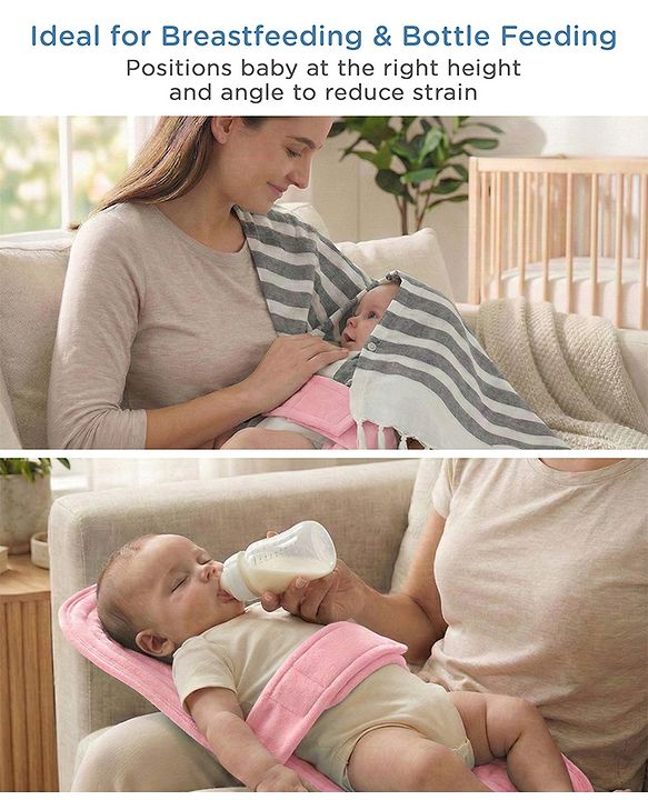 Babyhug 2-in-1 Carrier & Feeding Pillow Velvet - Blue | Infant Carrying and Feeding Support| Ideal for New Moms| Full Body Support| Safety Harness