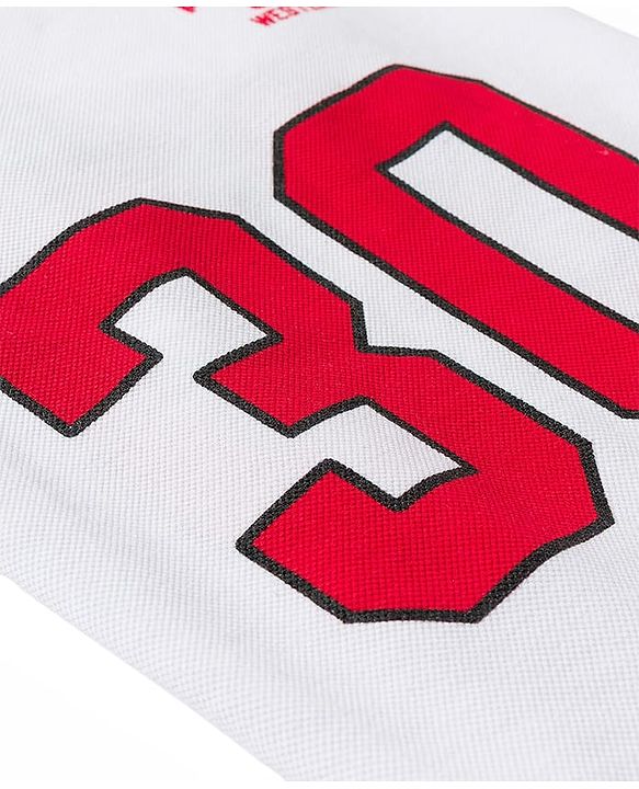 Pine Active Knit Half Sleeves Athleisure T-Shirt & Shorts Set Text & Number Print - White & Red