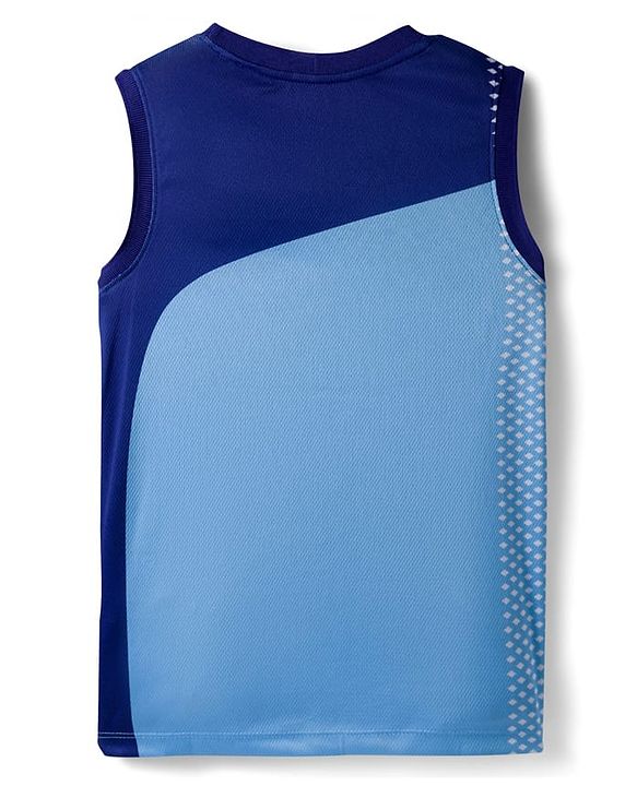Pine Active Knit Sleeveless T-Shirt & Shorts Set With Tape Detailing - Blue & Navy Blue