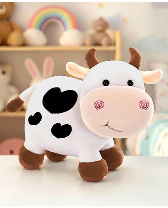 Babyhug Plush Cow Soft Toy - 30 cm| Toddler Gifting for Boys & Girls| Stuffed Animal| Baby Safe| Cuddle & Travel Partner| Super Soft Fabric