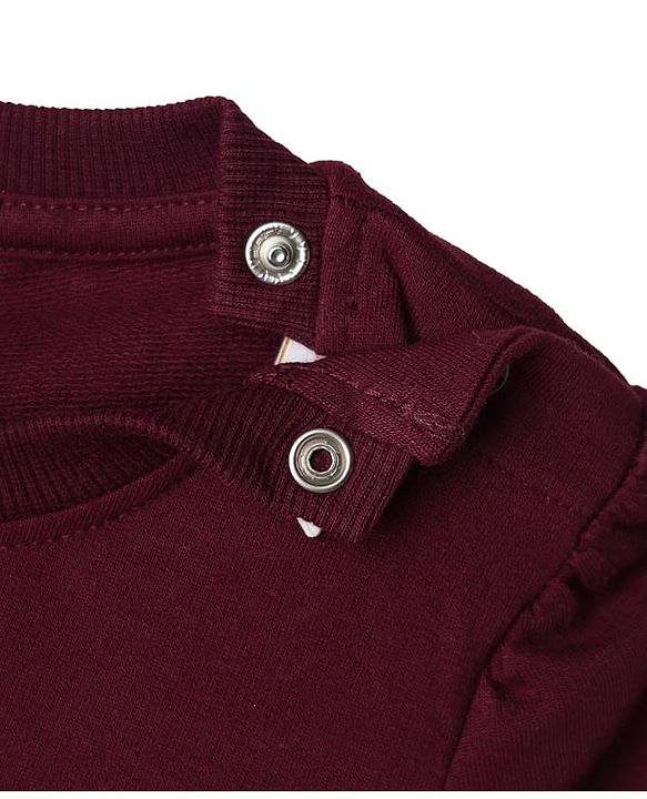 Babyhug Terry Knit Full Sleeves Sweatshirt with Foil Text Print - Maroon