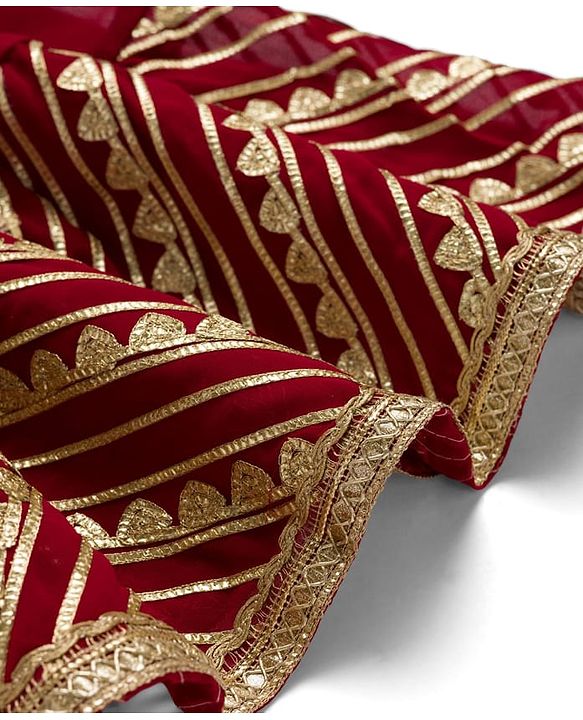 Babyhug Georgette Woven Half Sleeves Foil Printed Choli Lehenga Set with Dupatta & Lace Detailing - Red
