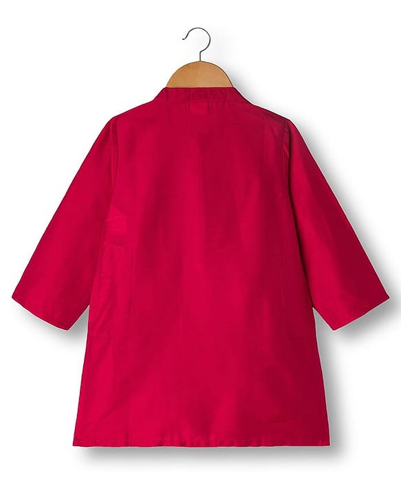 Babyhug Rayon Woven Full Sleeves Kurta Dhoti Set with Jacket & Abstract Print - Fuchsia