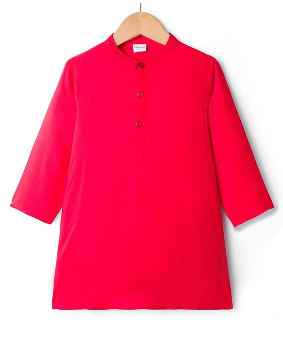 Babyhug Rayon Woven Full Sleeves Kurta Pajama Set With Velvet Embroidered Jacket - Red