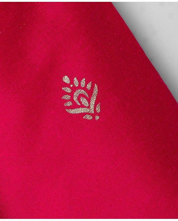 Babyhug Woven Full Sleeves Kurti Palazzo & Dupatta Set with Floral Foil Print & Embroidery - Fuchsia