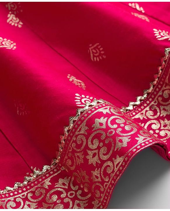 Babyhug Woven Full Sleeves Kurti Palazzo & Dupatta Set with Floral Foil Print & Embroidery - Fuchsia