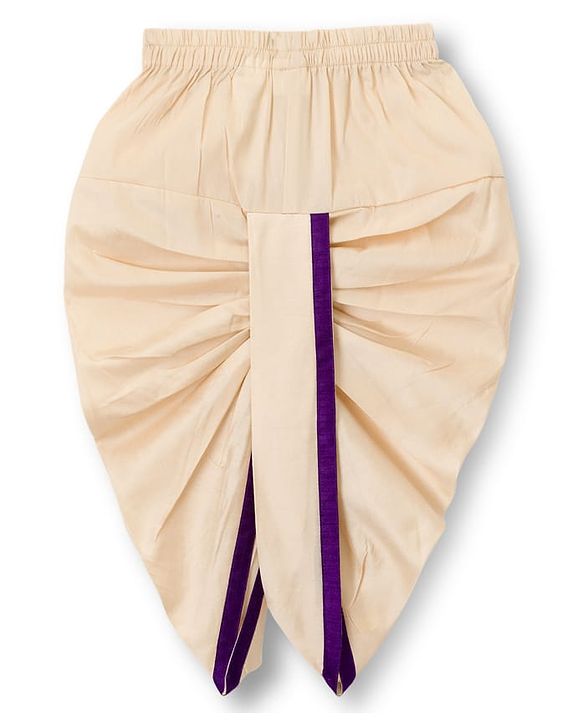 Babyhug Cotton Blend Woven Full Sleeves Kurta Dhoti Set With Foil Print - Purple & White