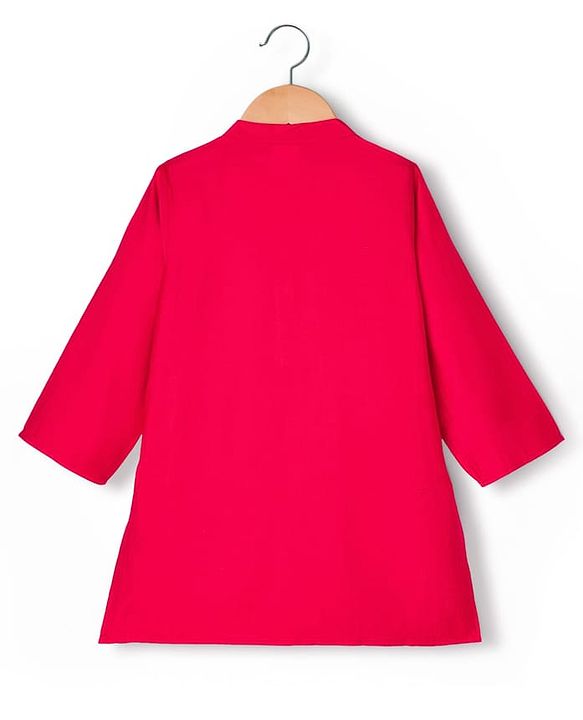 Babyhug Rayon Woven Full Sleeves Kurta Pajama Set with  Embroidered Nehru Jacket - Red & Yellow