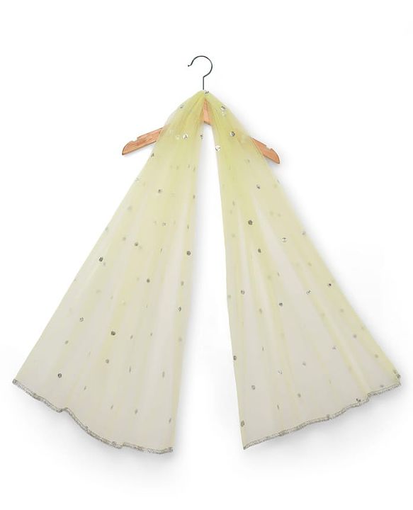 Babyhug Georgette Woven Puffed Sleeves Sequinned Floral Designed Choli Lahenga Set with Dupatta- Light Green