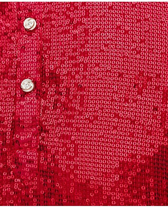 Babyhug Georgette Woven Full Sleeves Kurta Pajama Set with Sequin Detailing - Red