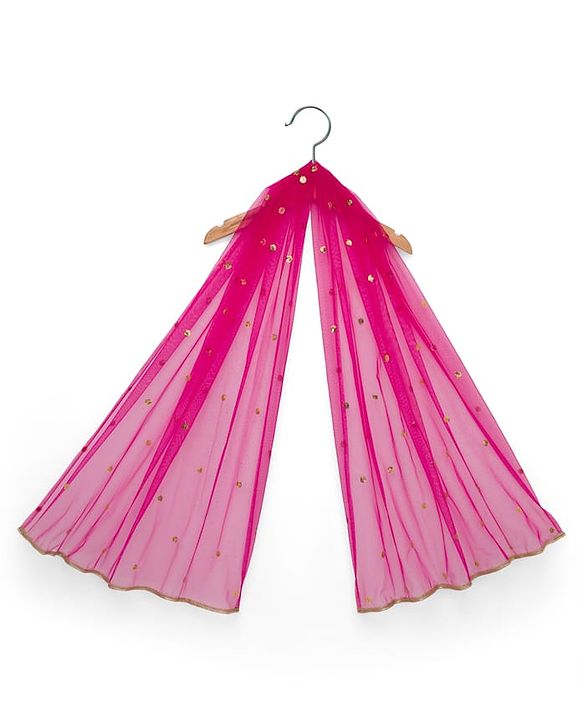 Babyhug  Short Sleeves Sequin Embroidered Choli and Shimmer Net Lehenga with Dupatta -  Fuschia