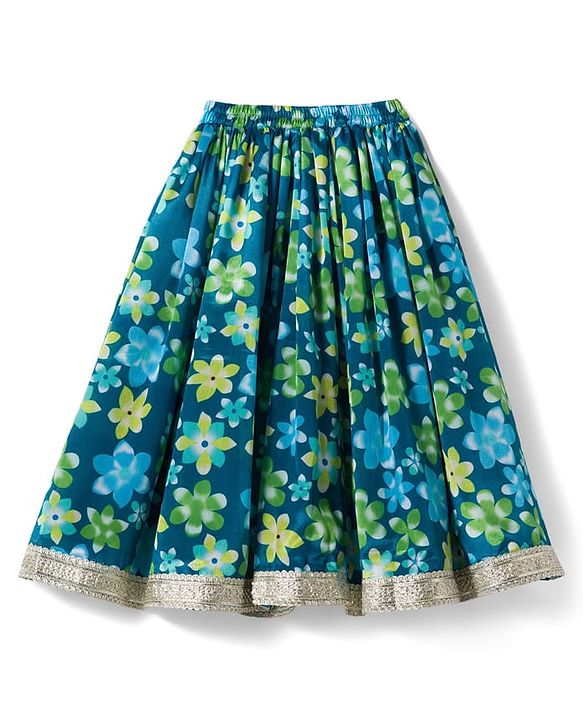 Babyhug Georgette Woven Full Sleeves Choli Lehenga & Jacket Set With Floral Print & Embridoery - Green