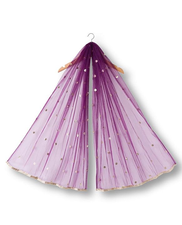 Babyhug Brocade Woven Half Sleeves Choli Lehenga & Dupatta Set With Floral Embriodery - Wine