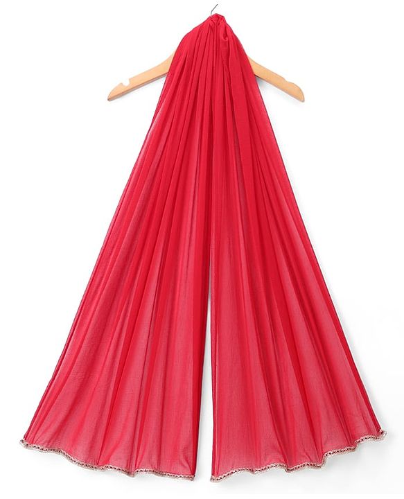 Babyhug Velvet Woven Half Puffed Sleeves Choli Lehenga & Dupatta Set with Floral Embroidery & Embellishments - Red