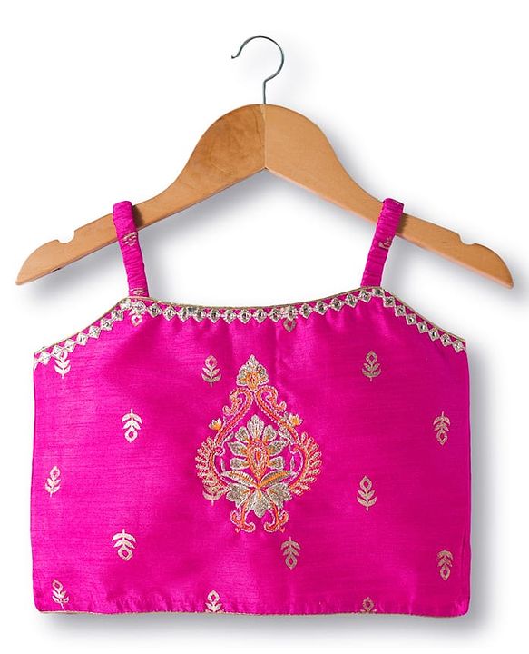 Babyhug Brocade Woven Sleeveless Choli Lehenga & Dupatta Set With Floral Embroidery - Orange