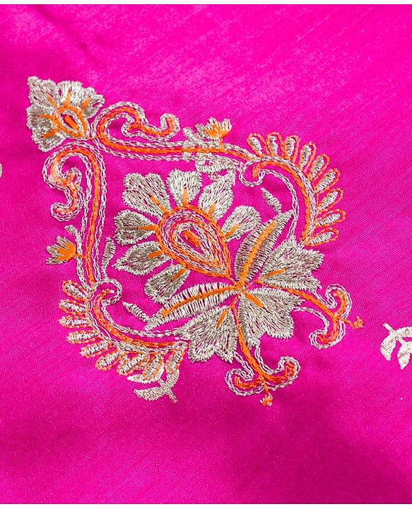 Babyhug Brocade Woven Sleeveless Choli Lehenga & Dupatta Set With Floral Embroidery - Orange