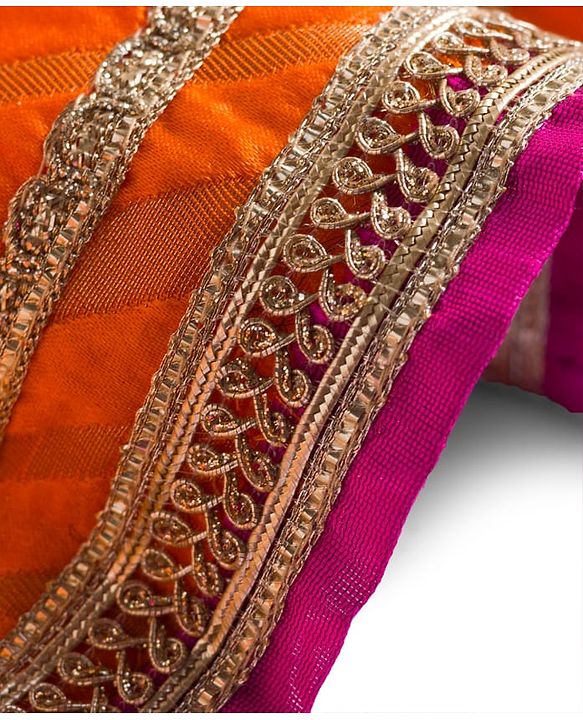 Babyhug Brocade Woven Sleeveless Choli Lehenga & Dupatta Set With Floral Embroidery - Orange