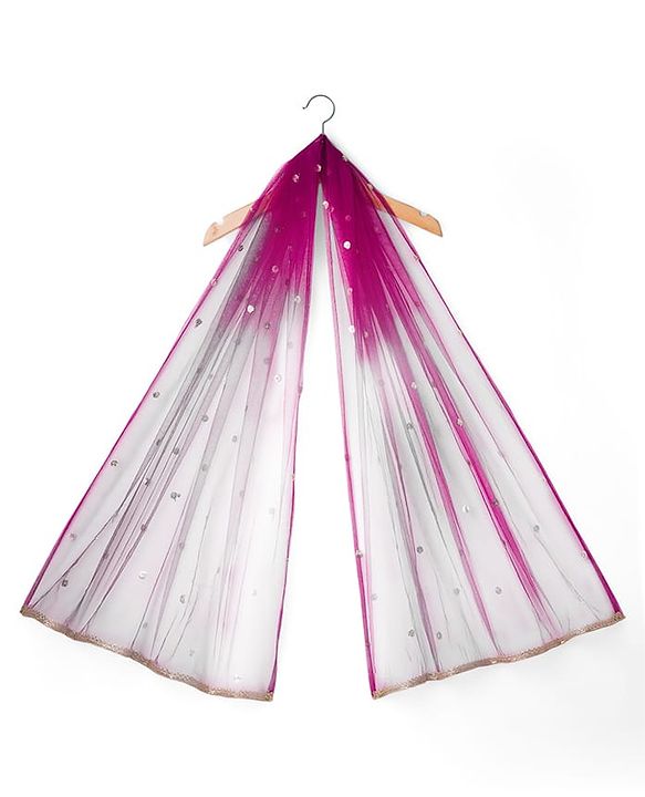 Babyhug Brocade Woven Sleeveless Choli Lehenga & Dupatta Set With Floral Embroidery - Fushsia