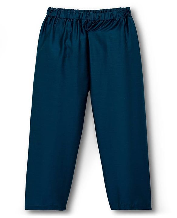 Babyhug Cotton Blend Woven Full Sleeves Kurta Pajama Set with Jacket & Floral Embroidery - Teal Blue