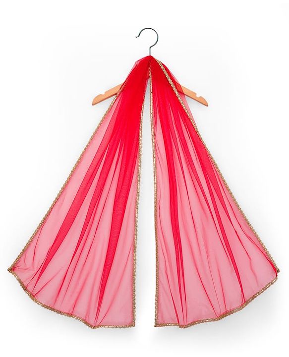 Babyhug Brocade Woven Sleeveless Choli Lehenga Set with Dupatta & Floral Embroidery - Red