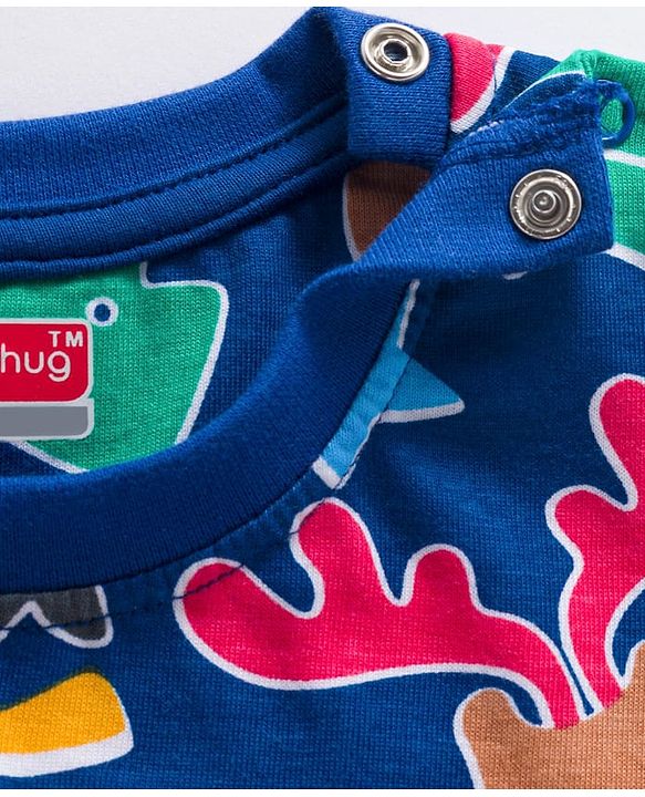Babyhug Cotton Knit Full Sleeves Co-ords Night Suit With Star Print - Blue