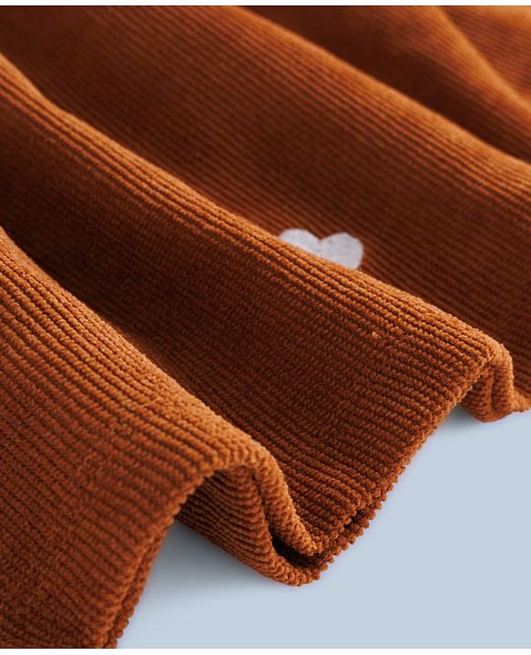 Babyhug Cotton Woven Frock & Full Sleeves Inner Tee With Animal & Heart Embroidery - Brown & White