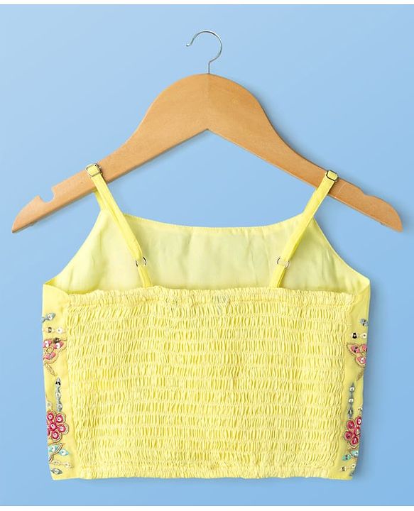 Pine Kids Woven Three Fourth Sleeves Indo Western Set with Jacket Embroidery & Sequin Detailing - Yellow