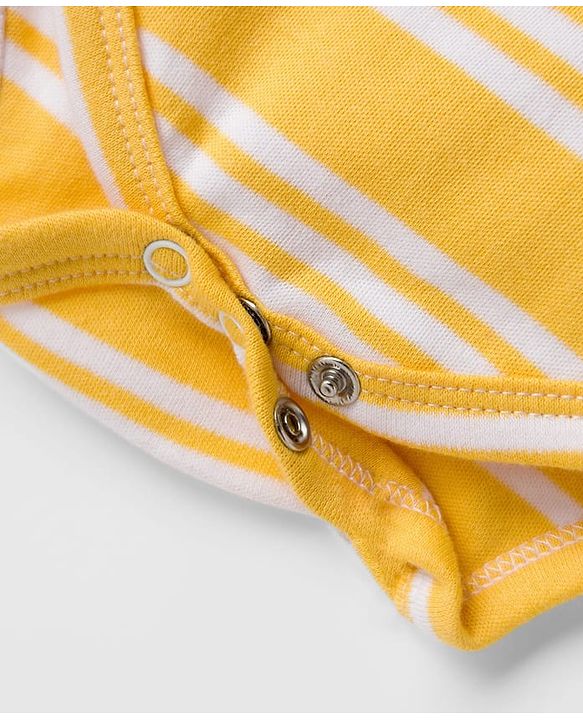 Babyhug 100% Cotton Interlock Knit Full Sleeves Onesie with Stripes & Tree Print - Yellow