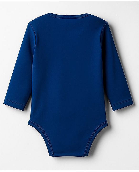 Babyhug 100% Cotton Interlock Knit Full Sleeves Onesie with Bear Print - Navy Blue