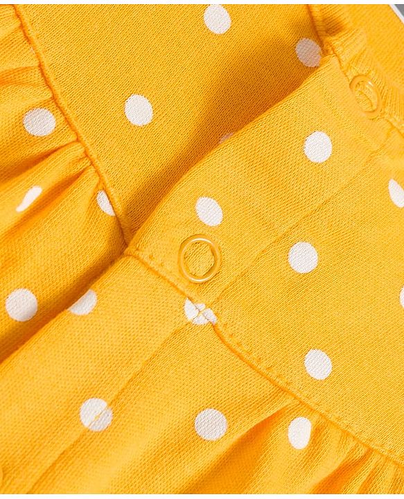 Babyhug 100% Cotton Interlock Knit Full Sleeves Rompers with Polka Dot & Floral Print Pack of 2 - Red & Yellow