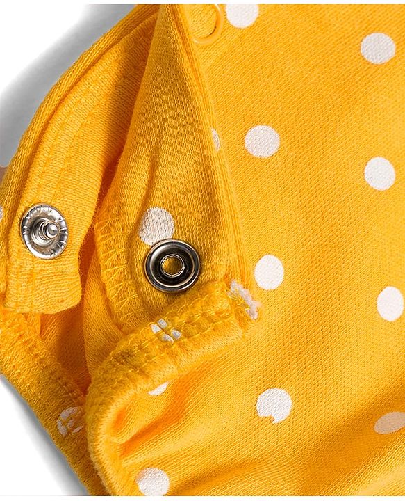 Babyhug 100% Cotton Interlock Knit Full Sleeves Rompers with Polka Dot & Floral Print Pack of 2 - Red & Yellow
