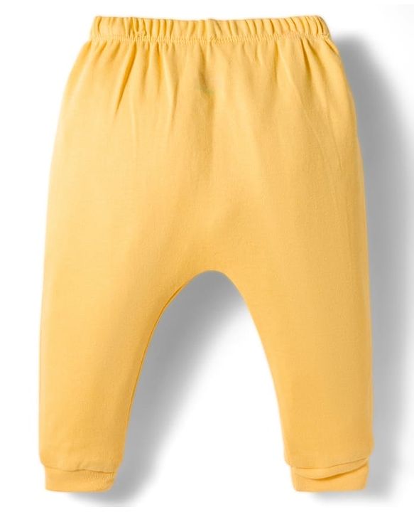 Babyhug 100% Cotton Knit Full Sleeves Printed Onesie With Leggings - Navy Blue & Yellow