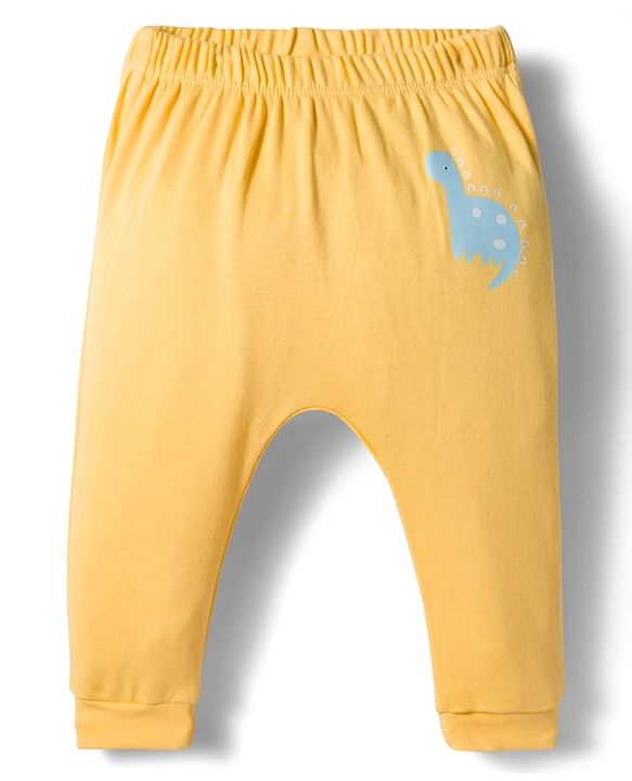 Babyhug 100% Cotton Knit Full Sleeves Printed Onesie With Leggings - Navy Blue & Yellow