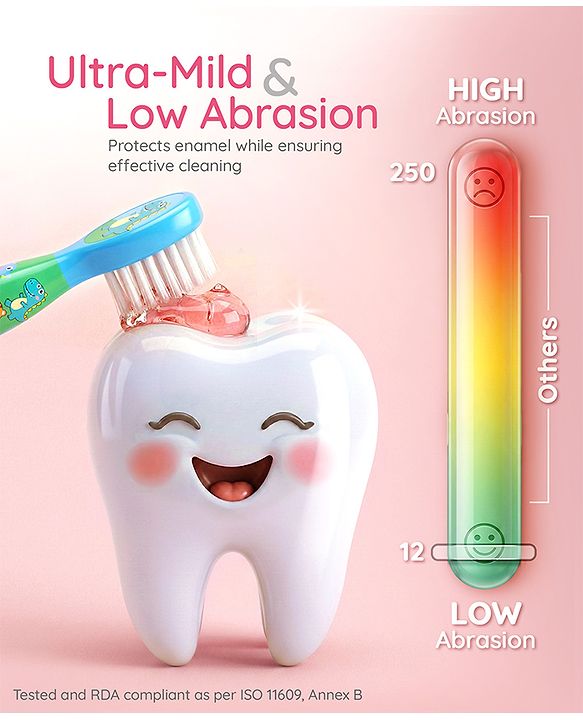 Babyhug Pro Strawberry Fluoride-Free Toothpaste with 100% Natural Ingredients, Xylitol & Calcium   50 g
