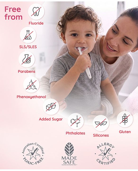 Babyhug Pro Strawberry Fluoride-Free Toothpaste with 100% Natural Ingredients, Xylitol & Calcium   50 g