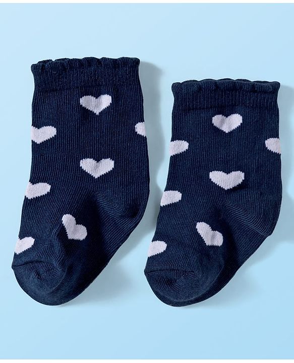 Cute Walk by Babyhug Ankle Length Antibacterial Socks With Stripes & Heart Design Pack Of 3 - Pink & White