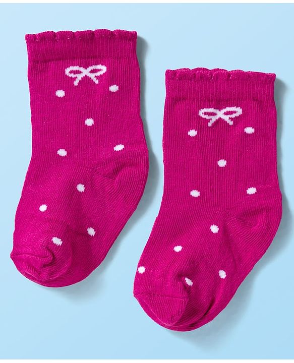 Cute Walk by Babyhug Ankle Length Antibacterial Socks With Stripes Pack Of 3 - Dark Pink & White