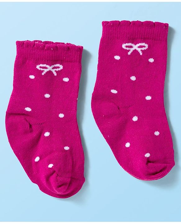 Cute Walk by Babyhug Ankle Length Antibacterial Socks With Stripes Pack Of 3 - Dark Pink & White