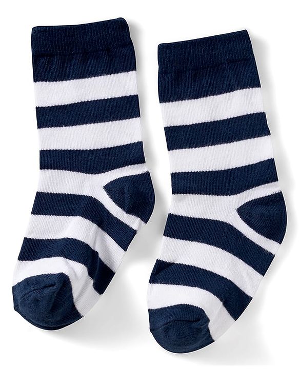 Cute Walk by Babyhug Knit Ankle Length Anti Bacterial Socks with Stripes Design Pack of 3 - Red White & Blue
