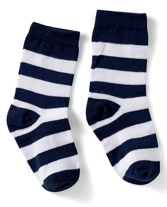 Cute Walk by Babyhug Knit Ankle Length Anti Bacterial Socks with Stripes Design Pack of 3 - Red White & Blue
