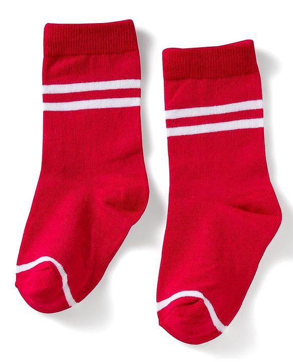 Cute Walk by Babyhug Knit Ankle Length Anti Bacterial Socks with Stripes Design Pack of 3 - Red White & Blue